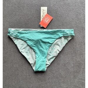 Roxy Strappy Bikini Bottoms Turquoise Reversible Size L NWT